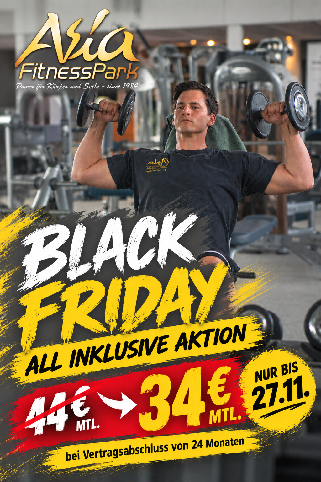 Black-Friday-Gymposter mit Fitnesslogo